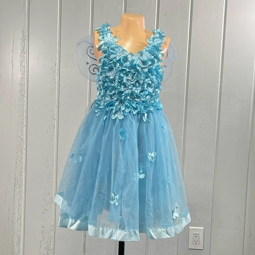 ***Custom Blue Flower Fairy Halloween Costume Dress Size S